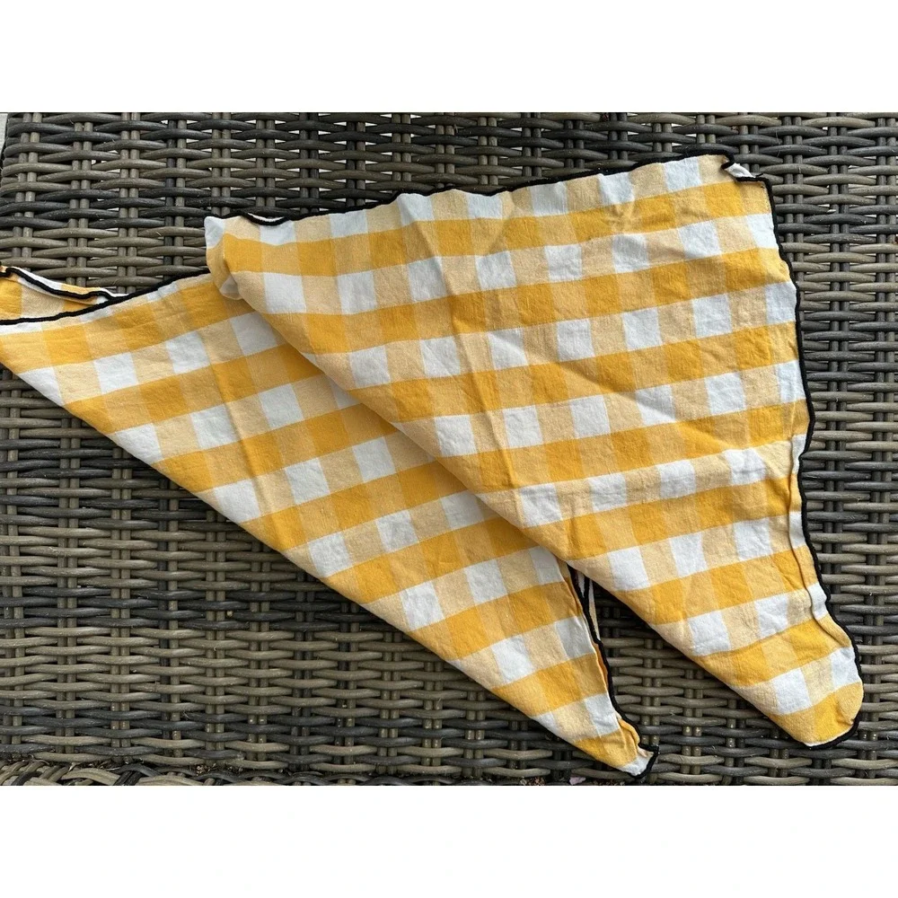 Maison de Vacances Yellow Gingham Linen Cotton Napkins Set of 2 17x17